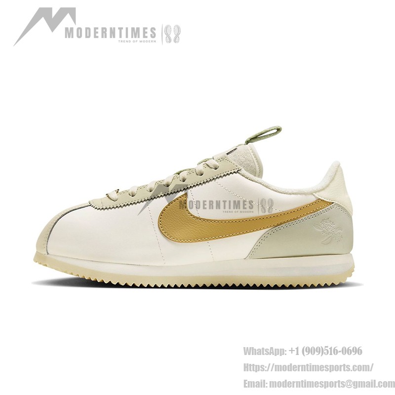 Nike Cortez Sail FV3639-171 - White and Gold Sneakers with Floral Detailing