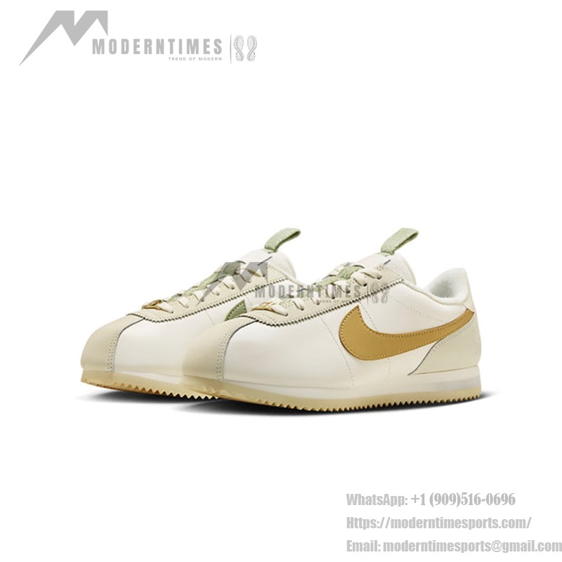 Nike Cortez Sail FV3639-171 - White and Gold Sneakers with Floral Detailing