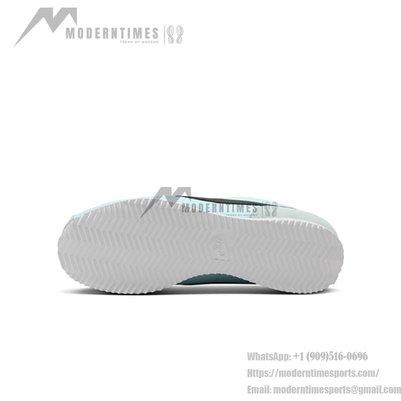 Nike Cortez Glacier Blue DZ2795-401 sneakers featuring a glacier blue upper with black accents.