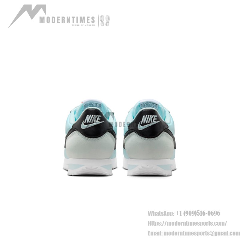 Nike Cortez Glacier Blue DZ2795-401 sneakers featuring a glacier blue upper with black accents.