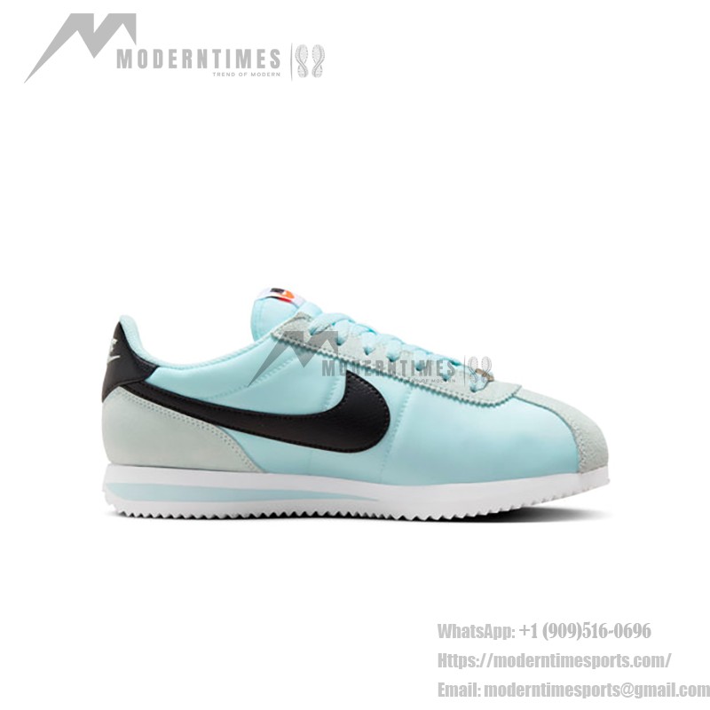 Nike Cortez Glacier Blue DZ2795-401 sneakers featuring a glacier blue upper with black accents.