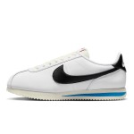 Nike Cortez White Black Light Photo Blue DN1791-100 - Retro-inspired sneakers with black and blue accents.