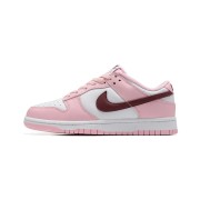 Nike Dunk Low Pro (GS) CW1590-601 Pink & White Sneakers with Maroon Swoosh | Classic Style for Everyday Comfort