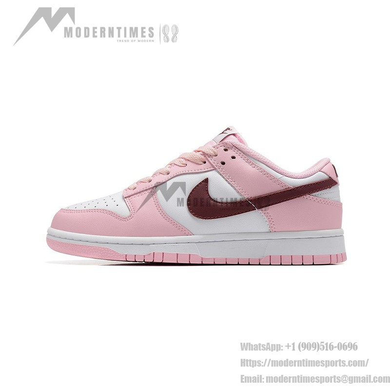 Nike Dunk Low Pro (GS) CW1590-601 Rosa & Weiße Sneaker mit Maroon Swoosh