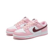 Nike Dunk Low Pro (GS) CW1590-601 Pink & White Sneakers with Maroon Swoosh | Classic Style for Everyday Comfort