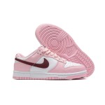 Nike Dunk Low Pro (GS) CW1590-601 Pink & White Sneakers with Maroon Swoosh