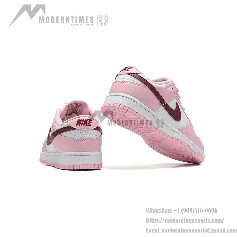 Nike Dunk Low Pro (GS) CW1590-601 Pink & White Sneakers with Maroon Swoosh