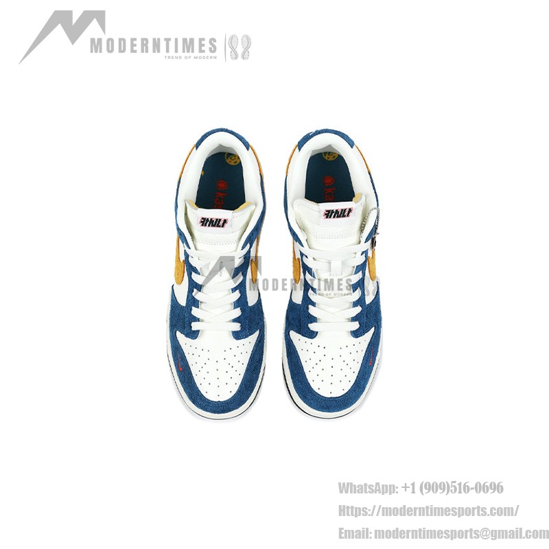 Nike Kasina x Dunk Low '80s Bus' CZ6501-100 - Retro-Bus-inspirierte Kollaborations-Sneaker in Sail, Gold und Blau