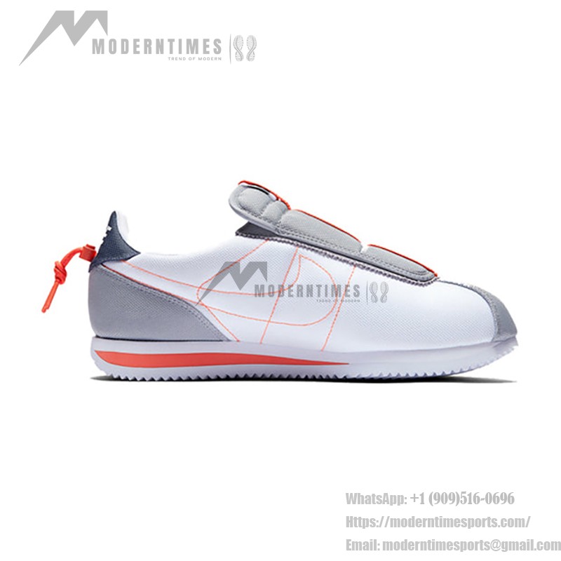 Nike Kendrick Lamar x Cortez Basic Slip House Shoes AV2950-100 - White Slip-On Sneakers with Navy and Orange Details