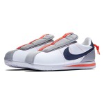 Nike Kendrick Lamar x Cortez Basic Slip House Shoes AV2950-100 - White Slip-On Sneakers with Navy and Orange Details