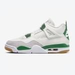 Side view of the Nike SB x Air Jordan 4 "Pine Green" DR5415-103 sneaker in white with pine green accents