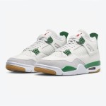 Side view of the Nike SB x Air Jordan 4 "Pine Green" DR5415-103 sneaker in white with pine green accents