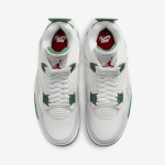 Side view of the Nike SB x Air Jordan 4 "Pine Green" DR5415-103 sneaker in white with pine green accents