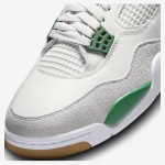 Side view of the Nike SB x Air Jordan 4 "Pine Green" DR5415-103 sneaker in white with pine green accents