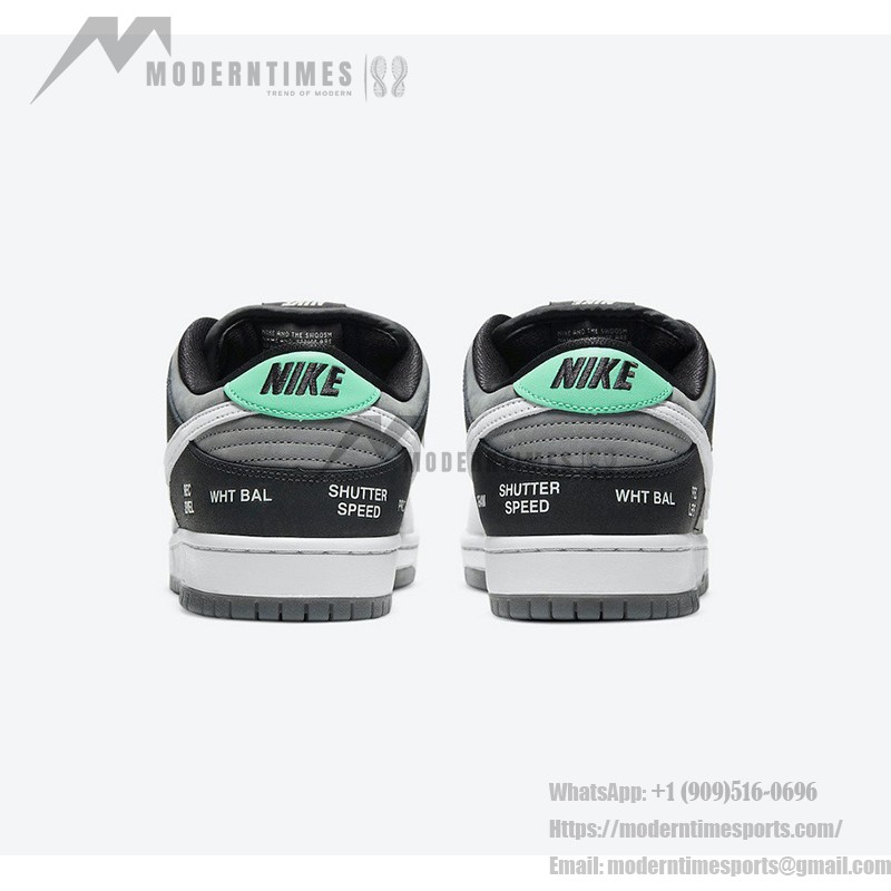 Nike SB Dunk Low ‘Camcorder’ CV1659-001 – 블랙과 그레이 색상의 레트로 디자인 스케이트 신발