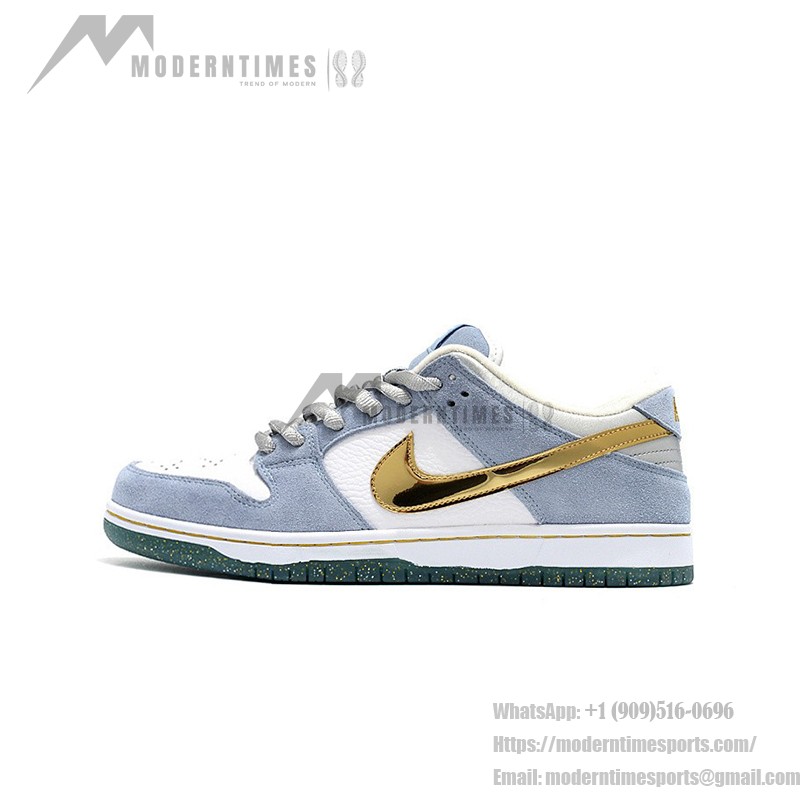 Nike SB Dunk Low "Sean Cliver" DJ2519-400 Skate Shoes - Blue White Gold Metallic