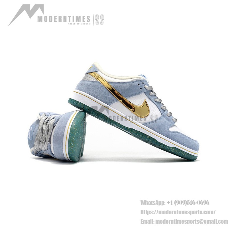 Nike SB Dunk Low "Sean Cliver" DJ2519-400 Skate Shoes - Blue White Gold Metallic