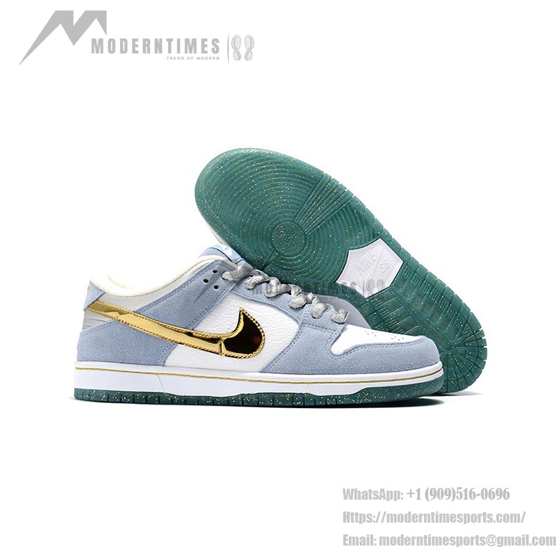 Nike SB Dunk Low "Sean Cliver" DJ2519-400 Skate Shoes - Blue White Gold Metallic