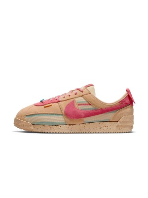 Nike Union LA x Cortez SP Sesame DR1413-200 - サステナブル素材を使用した独特なアーストーンスニーカーと鮮やかなピンクのアクセント