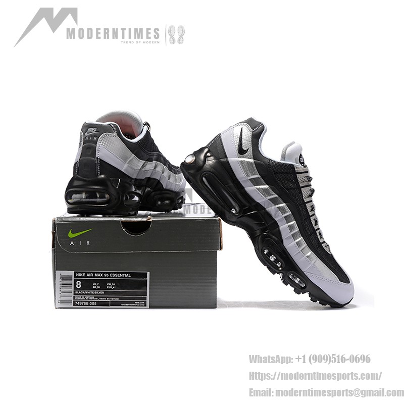 Nike Air Max 95 Essential 749766-005 Schwarz und Wolf Grau Sneakers Seitenansicht