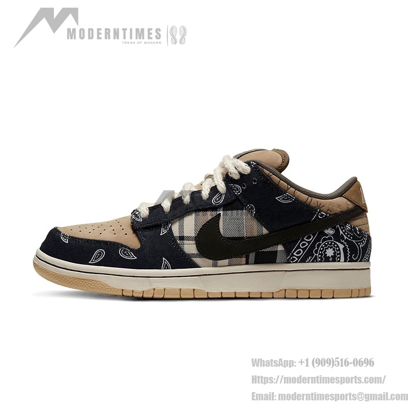 Nike x Travis Scott Dunk Low Premium QS 'Cactus Jack' CT5053-001 - Cowboy-Inspired Sneakers in Black, Brown, and Blue