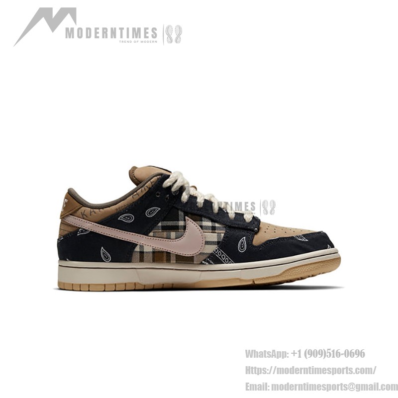 Nike x Travis Scott Dunk Low Premium QS 'Cactus Jack' CT5053-001 - Cowboy-Inspired Sneakers in Black, Brown, and Blue