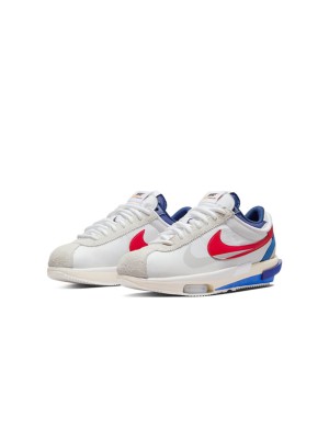 나이키 x sacai Zoom Cortez SP OG DQ0581-100 - 현대적인 빨강, 흰색, 파랑 컬러와 줌 쿠셔닝이 돋보이는 스니커즈