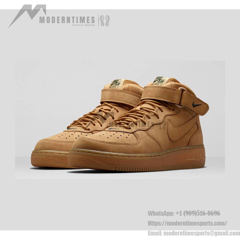 Nike Air Force 1 Mid 'Flax' 715889-200 - Wheat Suede Mid-Top Sneakers for Fall and Winter