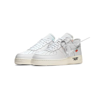 OFF-WHITE x Nike Air Force 1 Low 'AF100' AO4297-100 - Deconstructed Silver Swoosh Collaboration Low-Top Sneakers