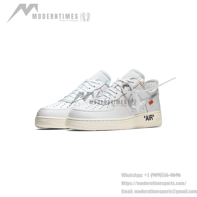 OFF-WHITE x Nike Air Force 1 Low 'AF100' AO4297-100 - White Sneakers with Metallic Silver Swoosh