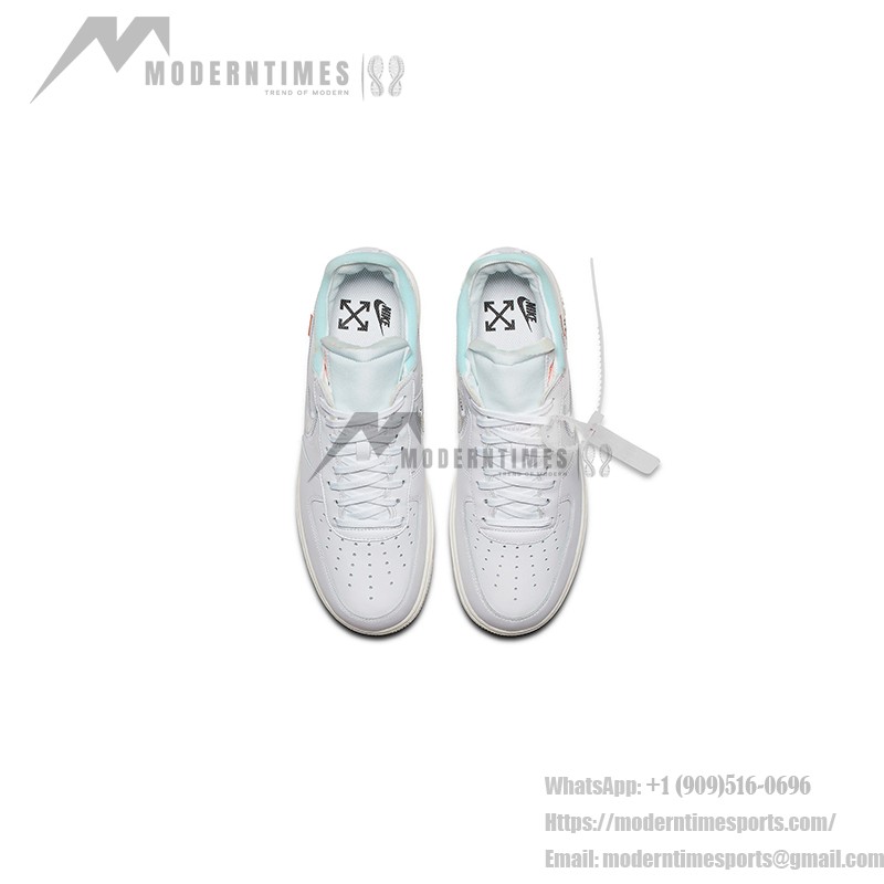 OFF-WHITE x Nike Air Force 1 Low 'AF100' AO4297-100 - White Sneakers with Metallic Silver Swoosh