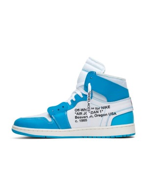 Off-White x Air Jordan 1 레트로 하이 "UNC" 파우더 블루 AQ0818-148 - 버질 아블로 한정판 협업