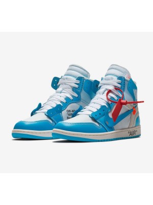 Off-White x Air Jordan 1 레트로 하이 "UNC" 파우더 블루 AQ0818-148 - 버질 아블로 한정판 협업
