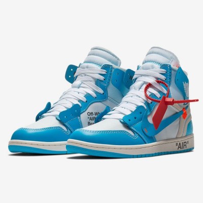Off-White x Air Jordan 1 레트로 하이 "UNC" 파우더 블루 AQ0818-148 - 버질 아블로 한정판 협업