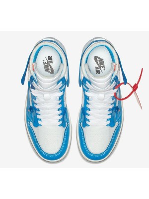 Off-White x Air Jordan 1 레트로 하이 "UNC" 파우더 블루 AQ0818-148 - 버질 아블로 한정판 협업