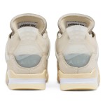 Side view of the Off-White x Air Jordan 4 "Sail" CV9388-100 women's sneaker in neutral tones