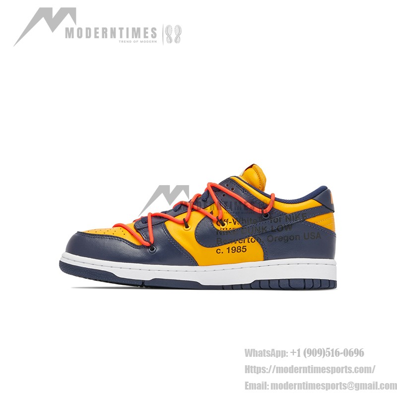 Off-White x Nike Dunk Low 'University Gold' CT0856-700 - Collaboration Sneakers in Gold and Navy