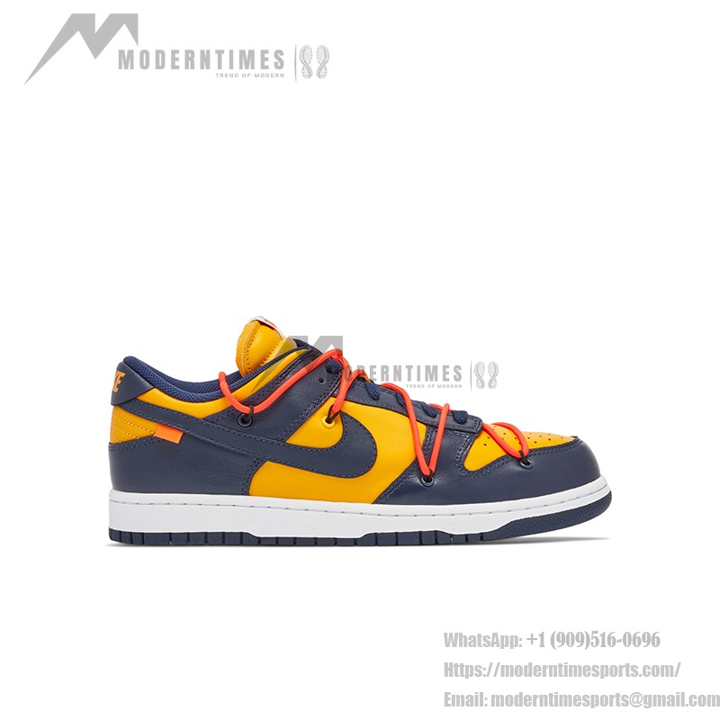 Off-White x Nike Dunk Low 'University Gold' CT0856-700 - Collaboration Sneakers in Gold and Navy