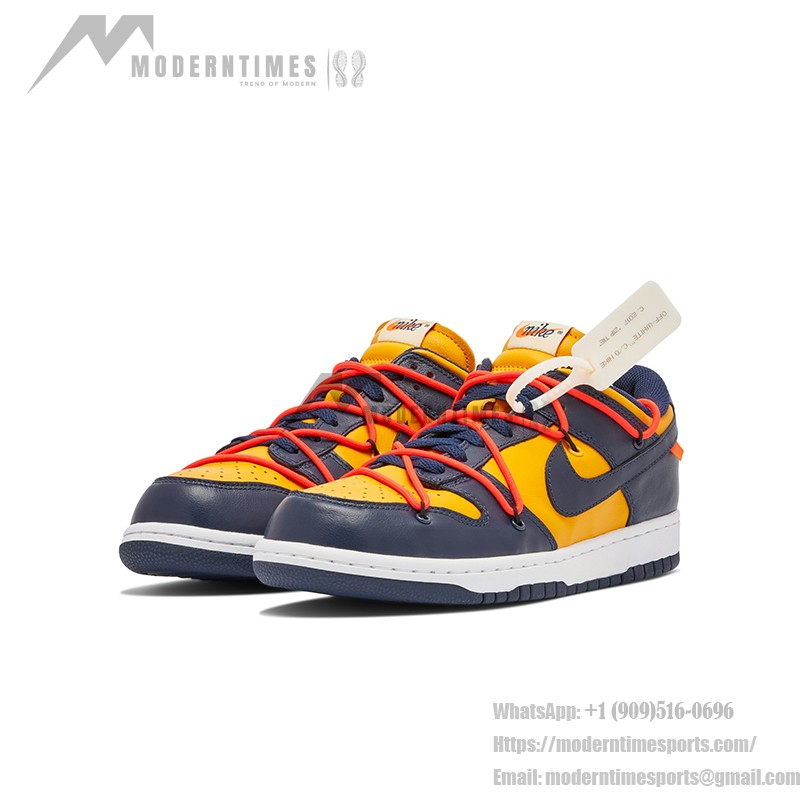 Off-White x Nike Dunk Low 'University Gold' CT0856-700 - Collaboration Sneakers in Gold and Navy