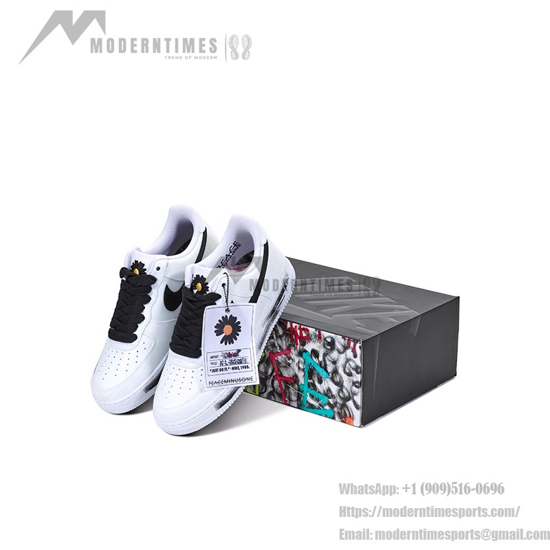 PEACEMINUSONE x Nike Air Force 1 Low 'Para-Noise' DD3223-100 - White Leather Sneakers with Graffiti Design