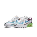 Ruohan Wang x Nike Air Max 90 Flyleather CZ3992-900 with colorful abstract patterns and green accents