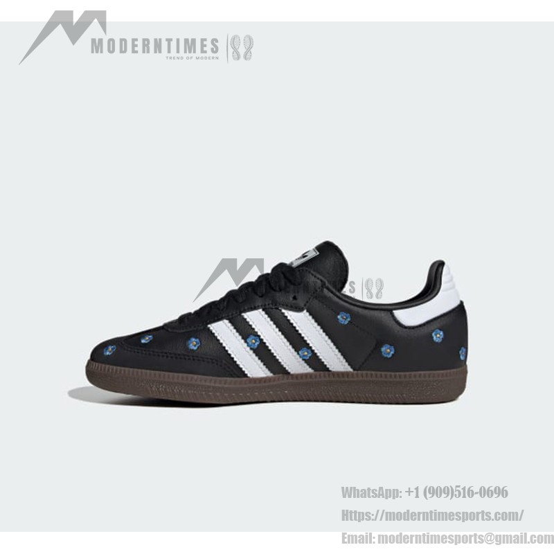 Adidas Samba OG IF4397 Schwarze Retro-Sneaker mit Blauer Blumenstickerei