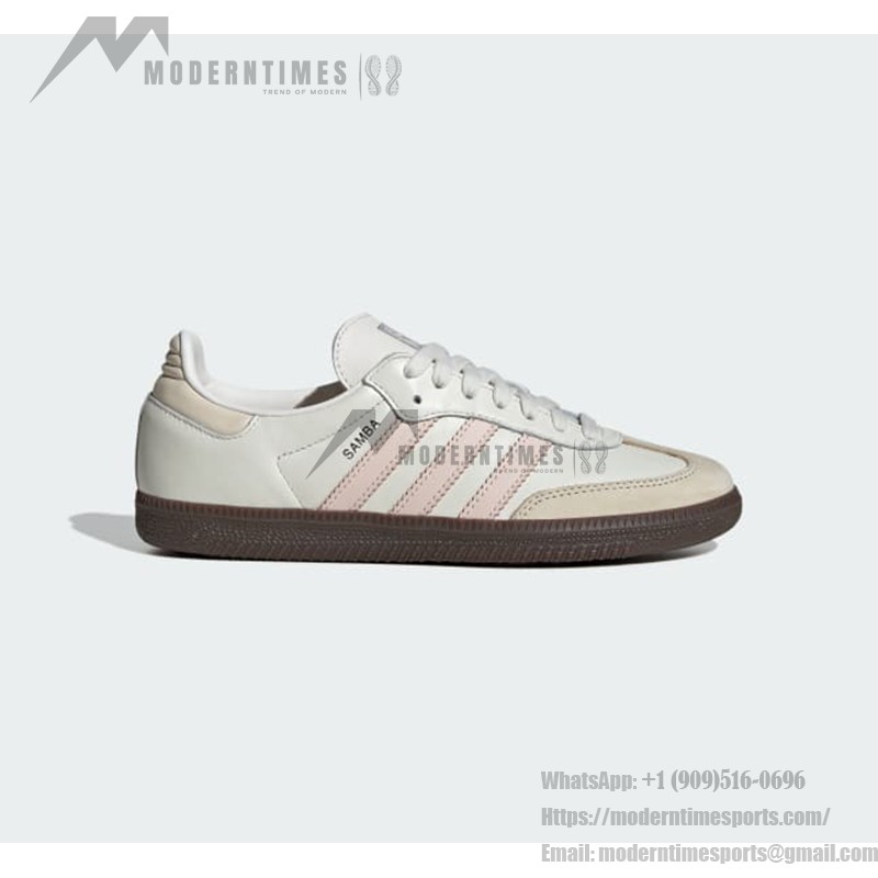 Adidas Samba OG IH2751 White Retro Sneakers with Soft Pink Stripes