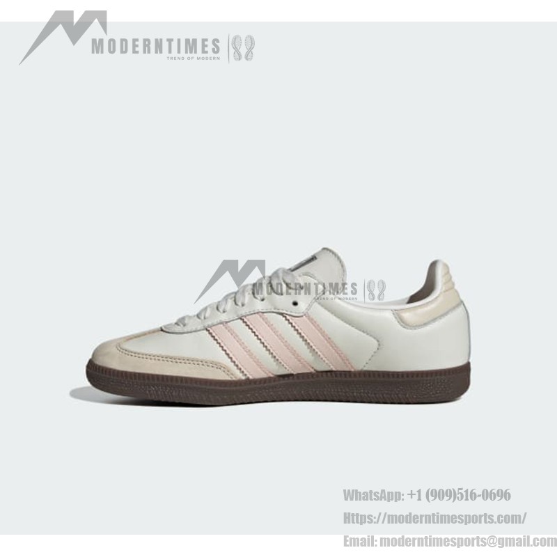 Adidas Samba OG IH2751 White Retro Sneakers with Soft Pink Stripes