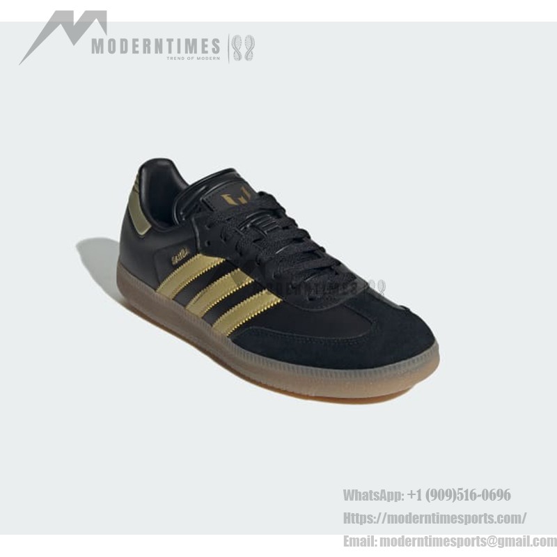 Adidas Samba OG IH8159 black and gold sneakers with gum sole, Messi-inspired