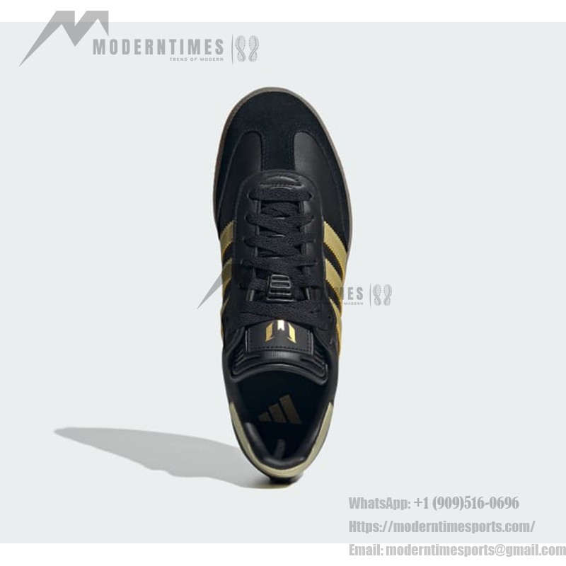 Adidas Samba OG IH8159 black and gold sneakers with gum sole, Messi-inspired