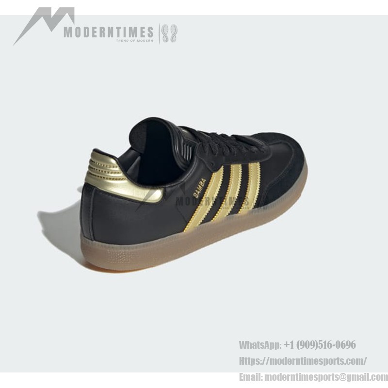 Adidas Samba OG IH8159 black and gold sneakers with gum sole, Messi-inspired