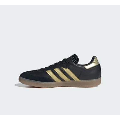 Adidas Samba OG IH8159 – Schwarze und Goldene Sneaker mit Gummisohle, Inspiriert von Messi für Streetstyle und Hallensport