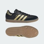 Adidas Samba OG IH8159 black and gold sneakers with gum sole, Messi-inspired