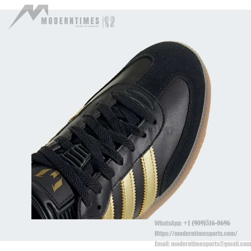 Adidas Samba OG IH8159 black and gold sneakers with gum sole, Messi-inspired